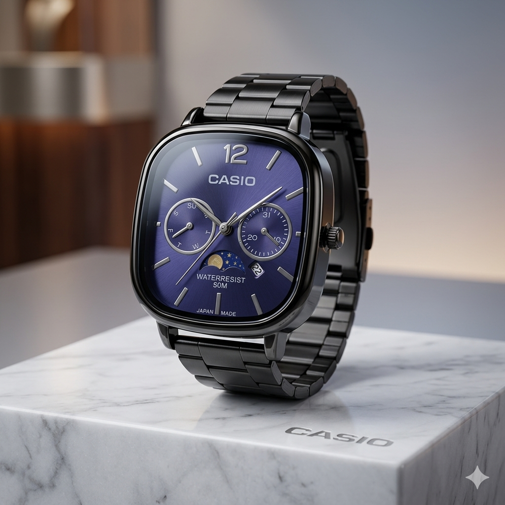 Casio Quartz Moonrise Dial Watch