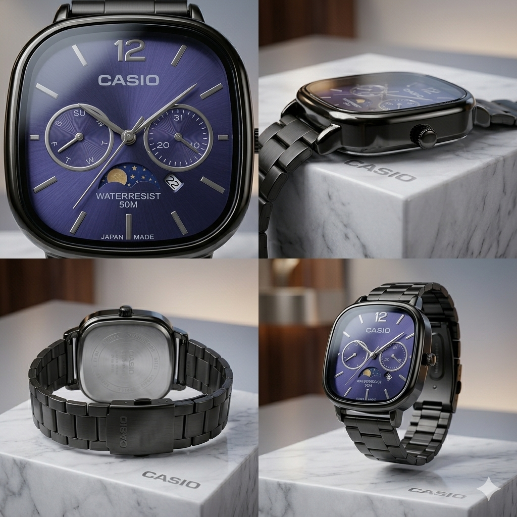Casio Quartz Moonrise Dial Watch