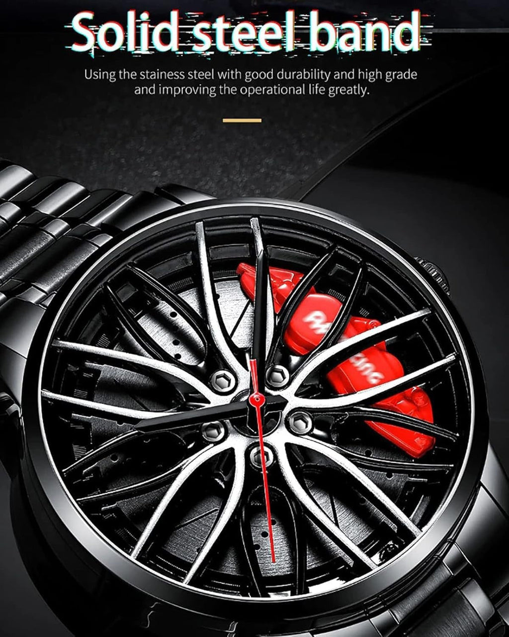 Men's Creative 3D Car Wheel Rotating Wrist Watch